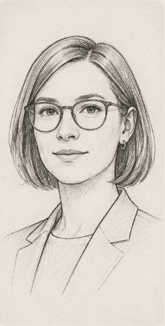 Pencil portrait of Brenda, Head of Operations and Legal