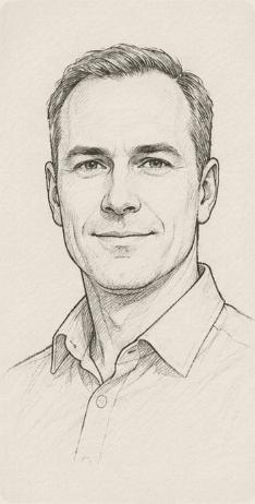 Pencil portrait of Mike, Chief Executive Officer